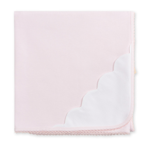 Baby Gi Pink/White Scallop Muslin Blanket