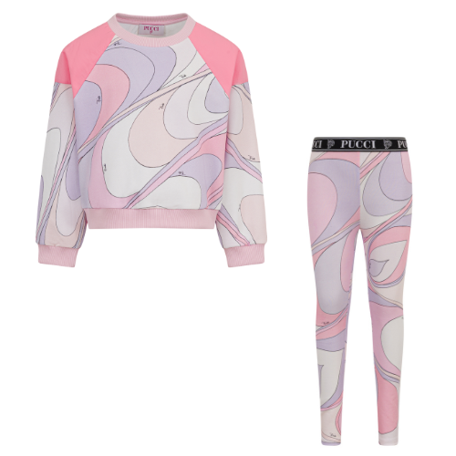 Emilio Pucci Girls Lilac Printed Leggings Set