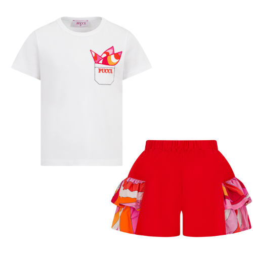 Emilio Pucci Girls Fuchsia/Orange Shorts Set