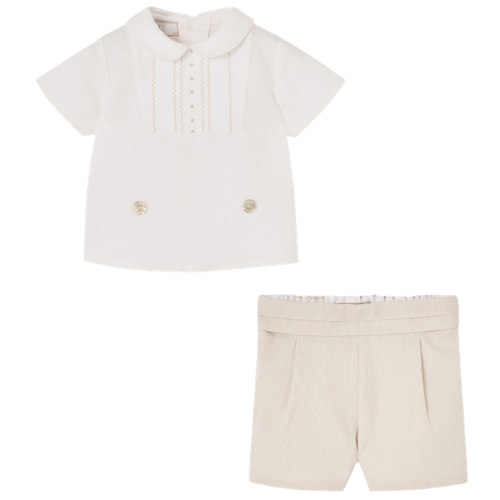Paz Rodriguez Baby Beige Shorts Set