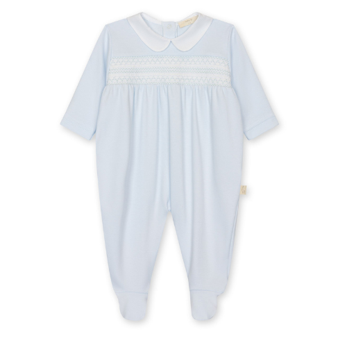 Baby Gi Blue Cotton Smocking Babygrow