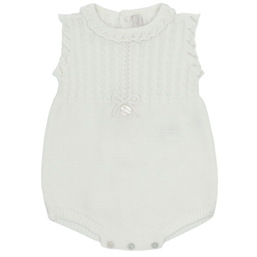Martin Aranda Ivory Knit Bow Romper