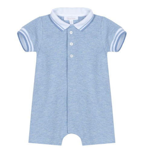 Patachou Baby Boys Blue Pique Romper