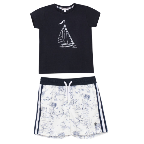 Patachou Baby Boys Navy Swimshorts Set