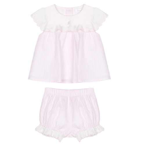 Patachou Baby Girls Pink Stripe Scallop Outfit