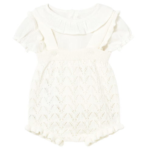 Mayoral Baby Ivory Knit Dunagree Set