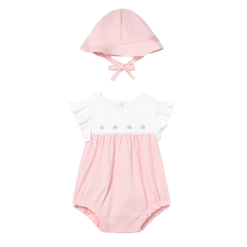 Mayoral Baby Pink Romper & Hat