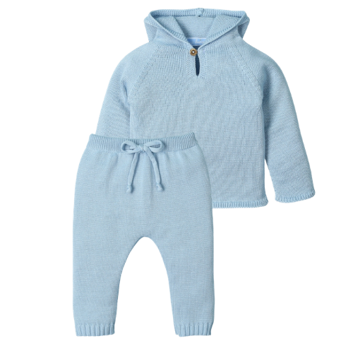 Mac Ilusion Baby Blue Knit Hooded Jogsuit