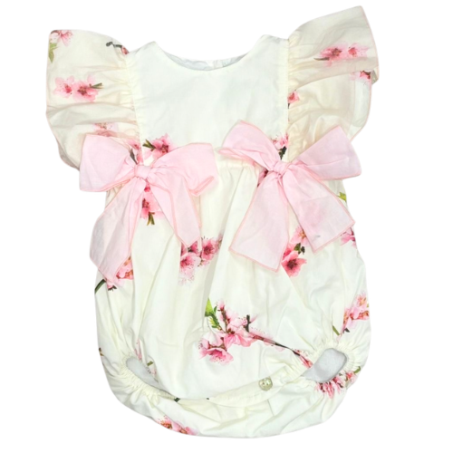 Phi Baby Flower Print Bow Romper
