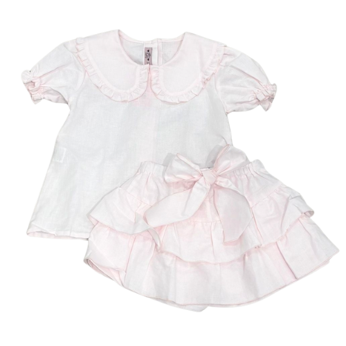 Phi Girls Pink Bow Shorts Set