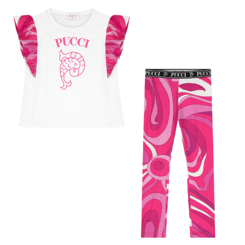 Emilio Pucci Girls Fuchsia Print Leggings Set