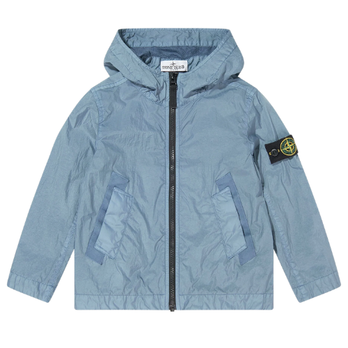 Stone Island Junior Blue Crinkle Hooded Jacket