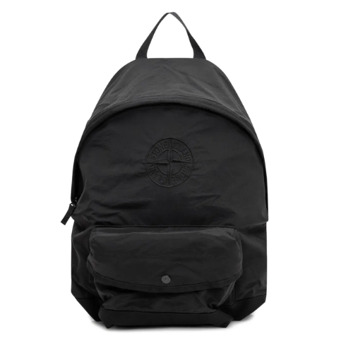 Stone Island Junior Black Nylon Backpack