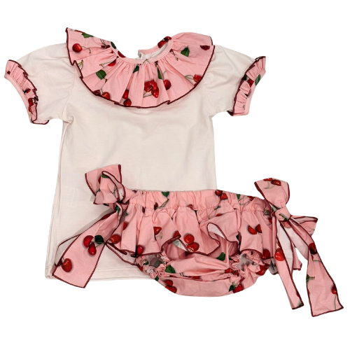 Phi Baby Cherry Print Bloomers Set