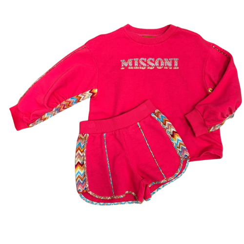 Missoni Girls Fuchsia Zig Zag Shorts Set