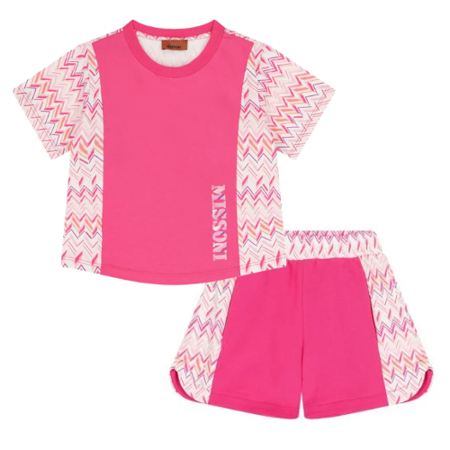 Missoni Girls Fuchsia Zig Zag Shorts Set