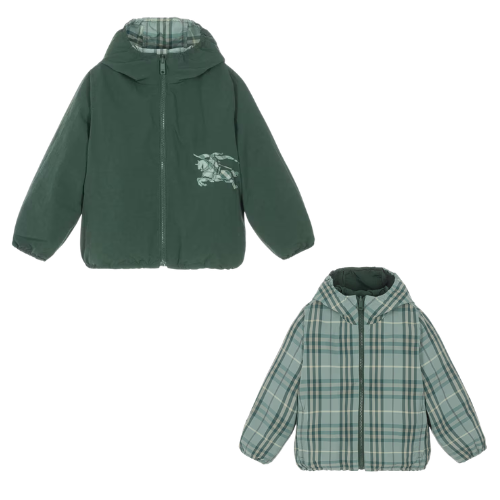 Burberry Kids Green Reversible Check Jacket