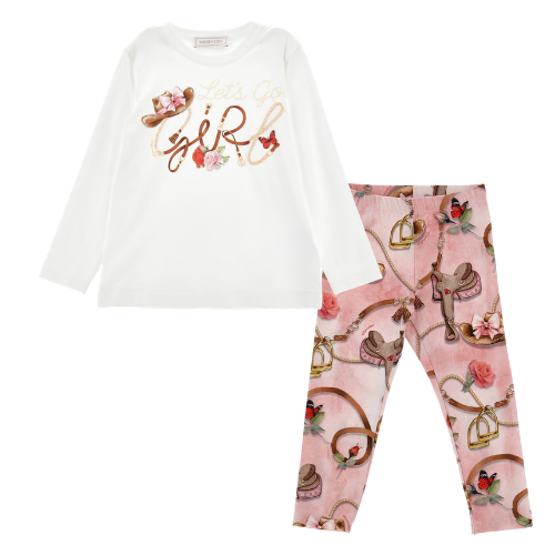 Monnalisa Girls Pink Cowgirl Leggings Set