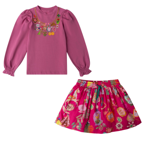 Oilily Girls 'Toul' Perfume Print Skirt Set