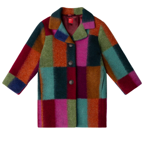 Oilily Girls 'Charlize' Patchwork Wool Coat