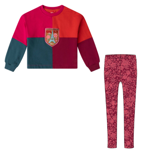 Oilily Girls 'Haris' Flower Patchwork Leggings Set