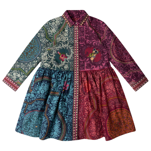 Oilily Girls 'Dominique' Flower Patchwork Dress