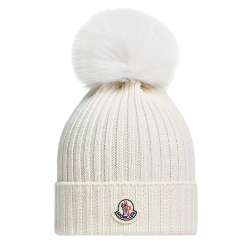 Moncler Enfant Ivory Pom Pom Hat