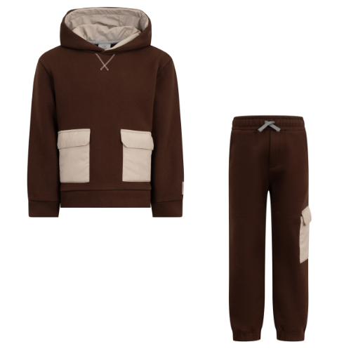 Eleventy Boys Chocolate Brown Pocket Tracksuit