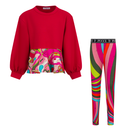 Emilio Pucci Girls Pink Print Leggings Set