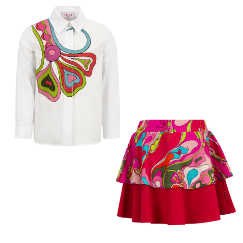Emilio Pucci Girls Pink Print Skirt Set