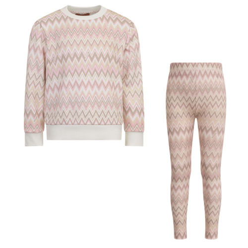 Missoni Girls Pink & Beige Zig Zag Leggings Set