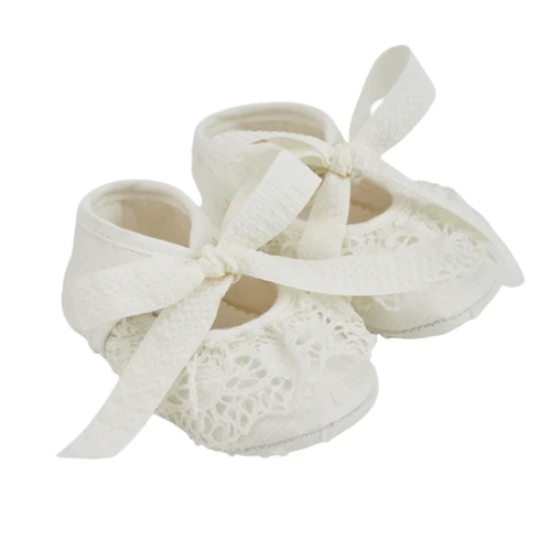 Paz Rodriguez Baby Ivory Lace Shoes