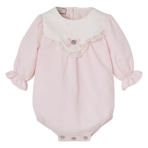 Paz Rodriguez Baby Pink Lace Romper