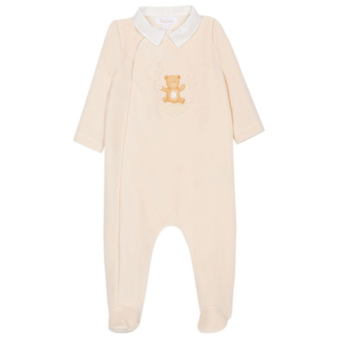 Patachou Baby Beige Velour Bear Babygrow