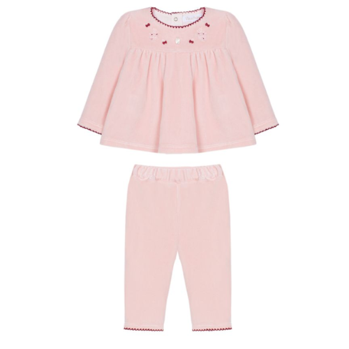 Patachou Baby Pink/Burgundy Velour Outfit