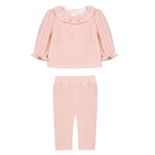 Patachou Baby Pink Flower Velour Outfit