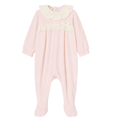 Paz Rodriguez Baby Pink Velour Babygrow