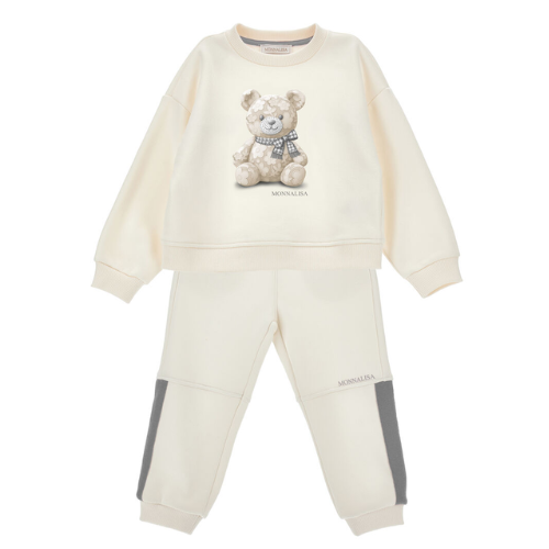 Monnalisa Girls Ivory Bear Tracksuit