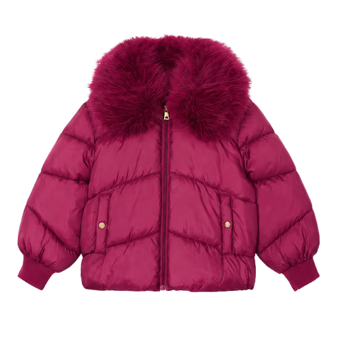 Mayoral Girls Burgundy Fur Collar Jacket