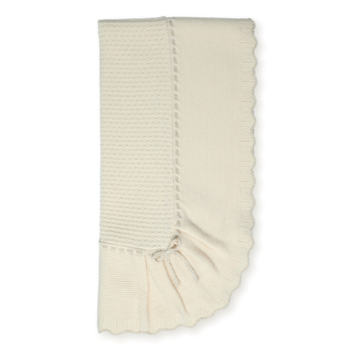 Mac Ilusion Baby Natural Bow Knit Blanket