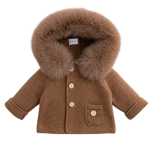 Pangasa Baby Chocolate Knitted Fur Cardigan