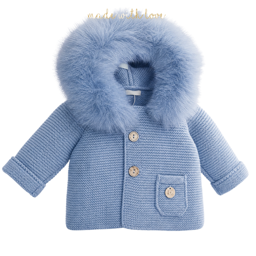 Pangasa Baby Strong Blue Knitted Fur Cardigan