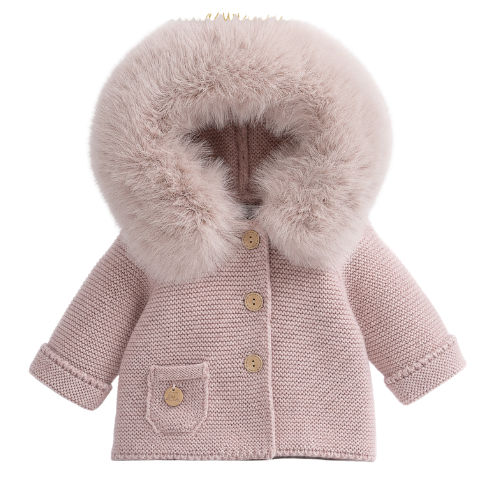 Pangasa Baby Vintage Pink Knitted Fur Cardigan