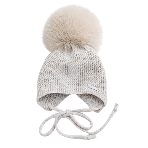 Pangasa Camel Knit Tie Pom Pom Hat