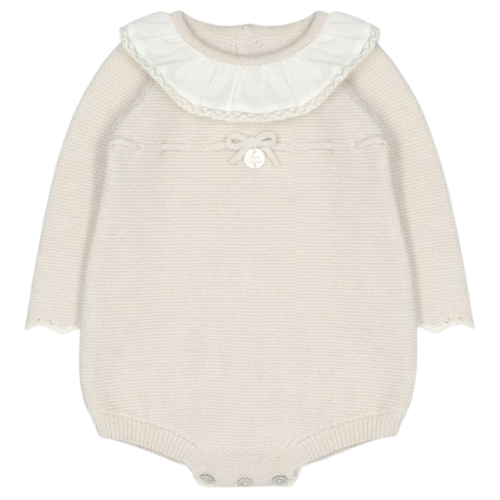 Martin Aranda Beige Bow Knit Romper