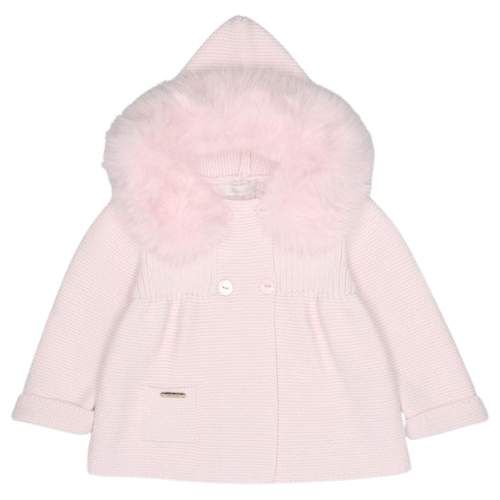 Martin Aranda Pale Pink Fur Hood Knit Jacket