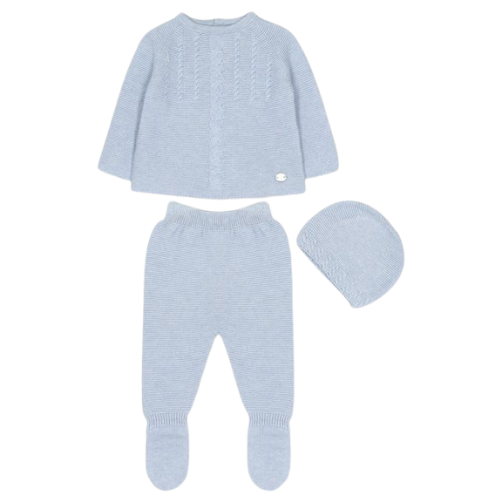 Martin Aranda Dusty Blue Knit Three Piece Outfit