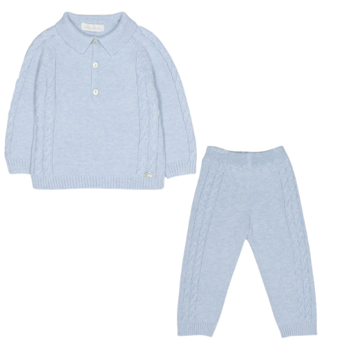 Martin Aranda Dusty Blue Knit Polo Outfit
