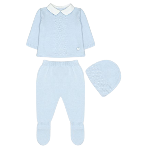 Martin Aranda Pale Blue Knit Three Piece Outfit