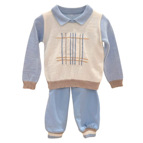 Bimbalo Baby Boys Beige/Blue Trouser Set